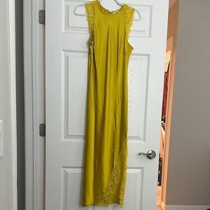 Future Collective Mustard Lace Maxi Dress